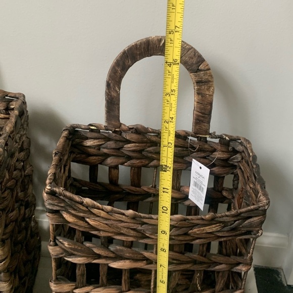 Mikasa set of 2 rattan woven straw hanging basket home decor storage organize - Picture 13 of 16